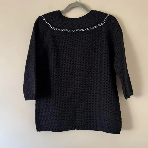 NWT Vintage Black Knit Cardigan Silver Chain Liz Claiborne Medium - Picture 4 of 6